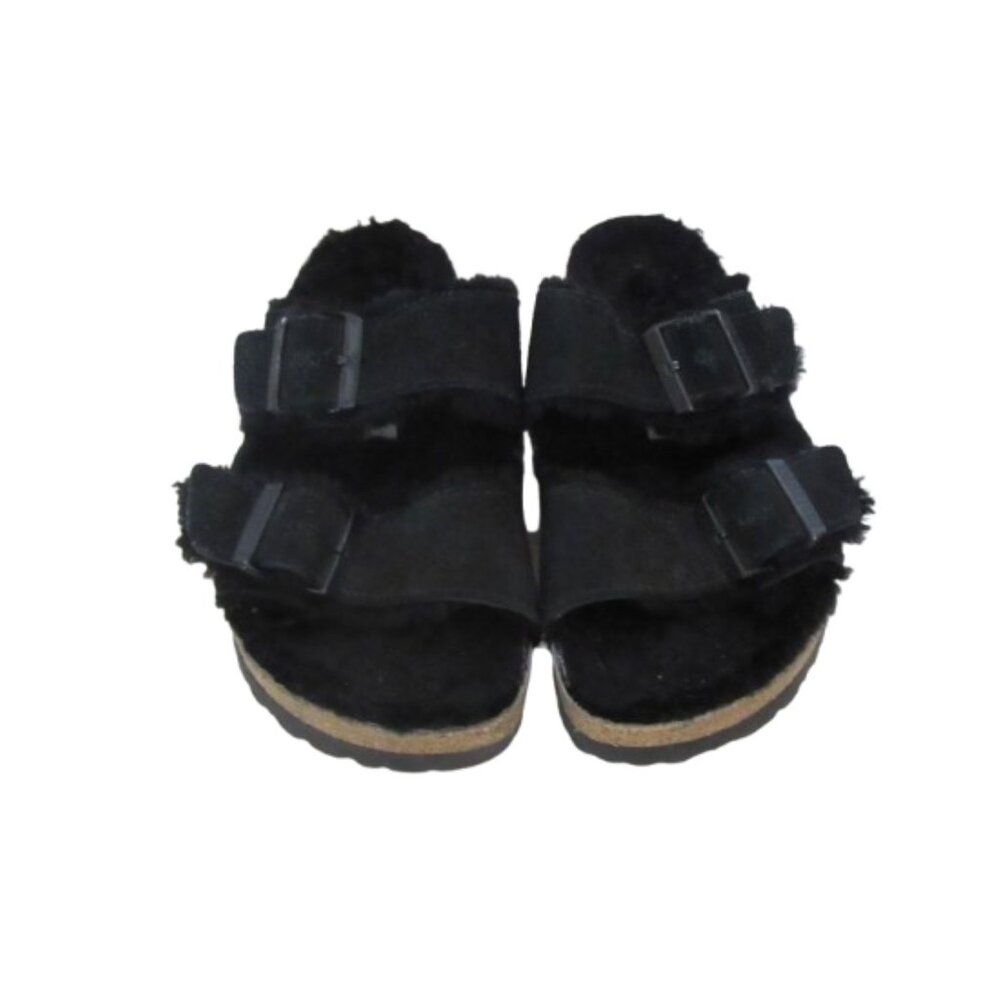 Birkenstock Arizona Shearling Lined Sandals Black Size 38 EU